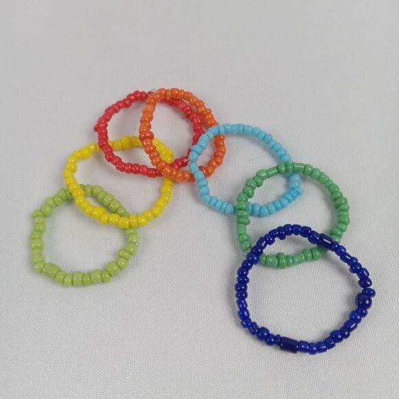 Hand Crafted Jewelry - CLEARANCE Multicolor beaded rings size 7.5
